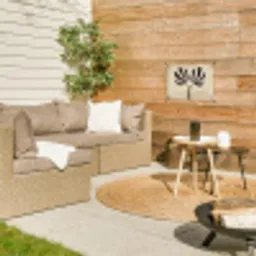 Bladeren - Gestreept - Stengel - Beige tuinposter los doek klein -sfeer4