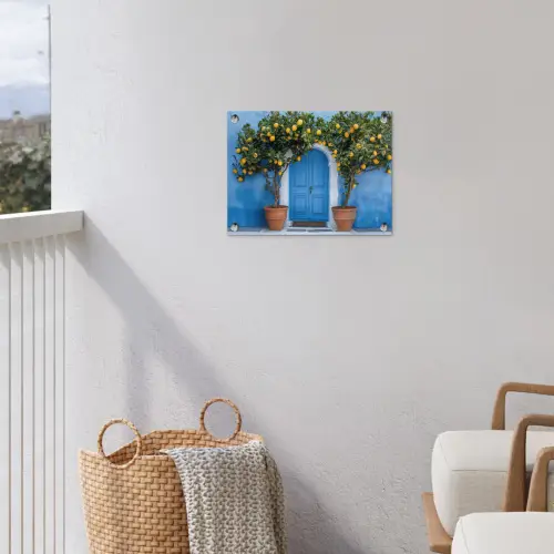 Citroenbomen - Geel - Deur - Potten tuinposter los doek klein -sfeer8