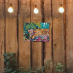 Luipaard - Kleurrijk - Tropisch tuinposter los doek klein -sfeer1