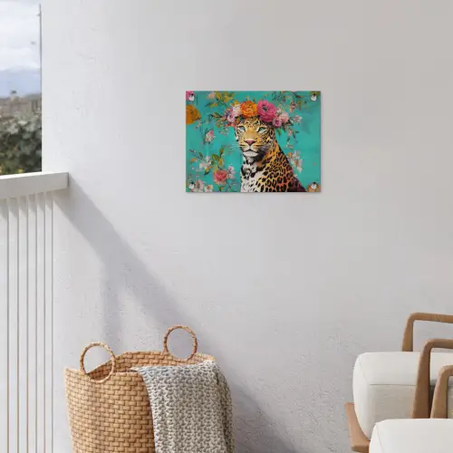 Luipaard - Bloemen - Kroon tuinposter los doek klein -sfeer8
