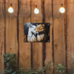 Luipaard - Oranje - Wit - Gras tuinposter los doek klein -sfeer1