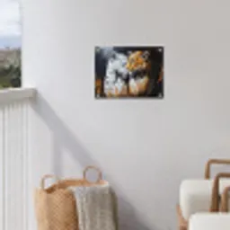 Luipaard - Oranje - Wit - Gras tuinposter los doek klein -sfeer8