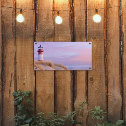 Vuurtoren - Duinen - Zonsondergang tuinposter los doek klein -sfeer1