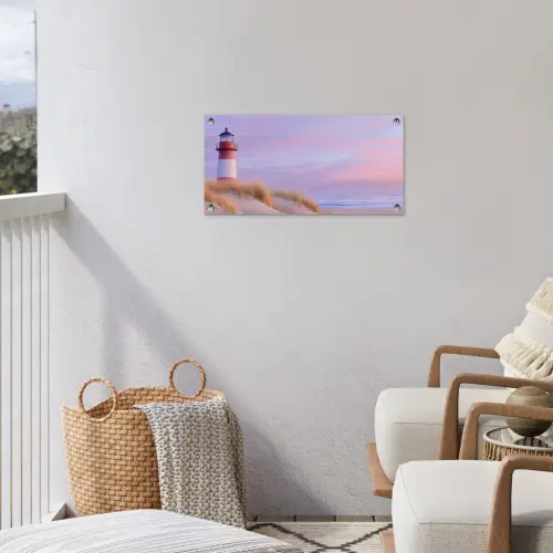 Vuurtoren - Duinen - Zonsondergang tuinposter los doek klein -sfeer8