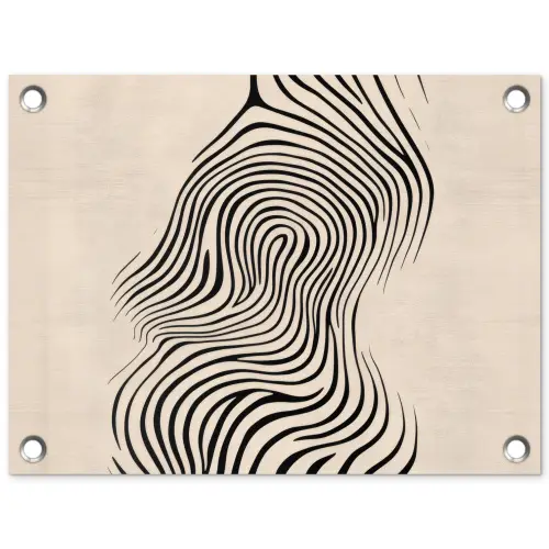 Lijnen - Abstract - Golvend - Zwart tuinposter los doek klein -3d