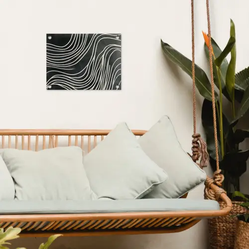 Lijnen - Patroon - Abstract - Wit tuinposter los doek klein -sfeer7