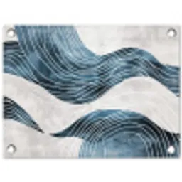 Lijnen - Golven - Abstract - Blauw tuinposter los doek klein -3d