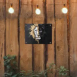 Leeuw - Gesplitst - Zwart - Lijn tuinposter los doek klein -sfeer1