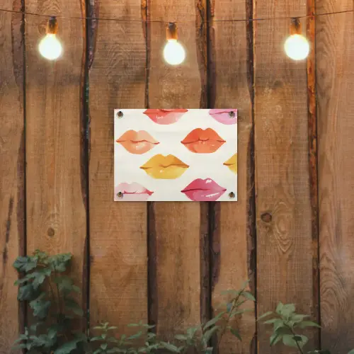 Lippen - Kleurrijk - Glanzend tuinposter los doek klein -sfeer1