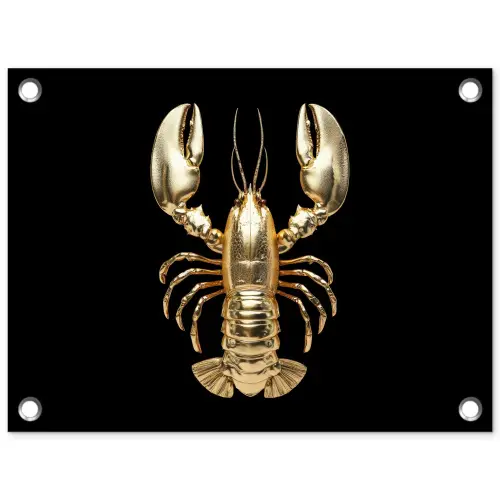 Kreeft - Goud - Textuur - Zwart tuinposter los doek klein -3d