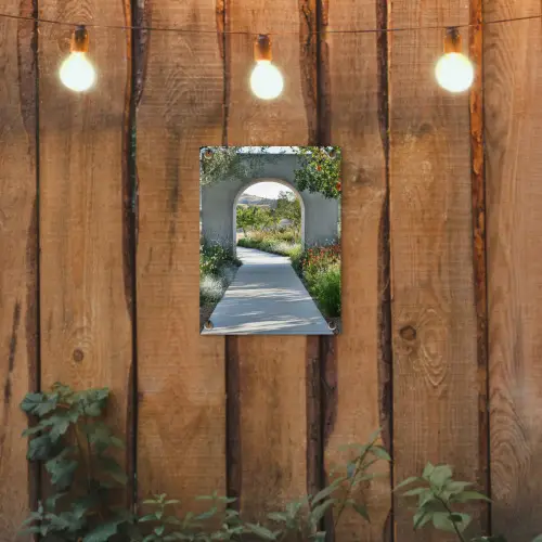Doorkijk - Pad - Beton - Landschap tuinposter los doek klein -sfeer1