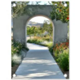 Doorkijk - Pad - Beton - Landschap tuinposter los doek klein -3d