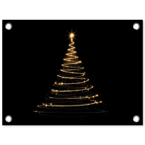Magisch - Kerstboom - Lichtspiralen - Zwart tuinposter los doek klein -3d