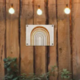 Minimalistisch - Boog - Lijnen - Beige tuinposter los doek klein -sfeer1