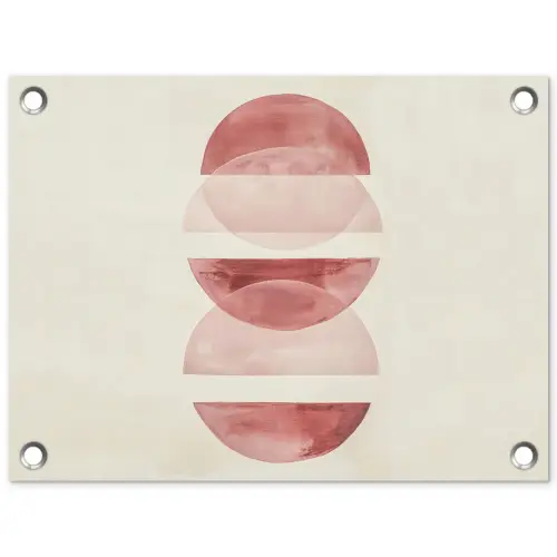 Minimalistisch - Cirkels - Roze tuinposter los doek klein -3d