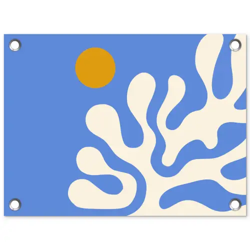 Minimalistisch - Organisch patroon - Blauw tuinposter los doek klein -3d