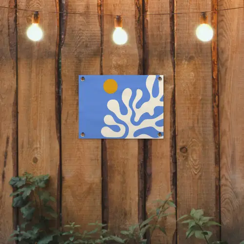 Minimalistisch - Organisch patroon - Blauw tuinposter los doek klein -sfeer1