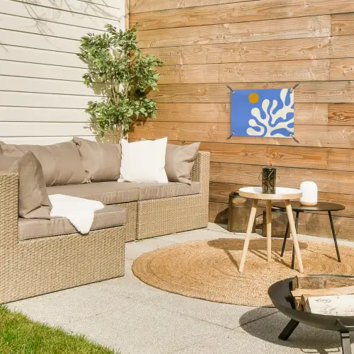 Minimalistisch - Organisch patroon - Blauw tuinposter los doek klein -sfeer4