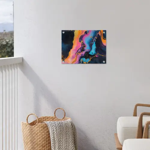 Modern - Marmer - Oranje tuinposter los doek klein -sfeer8