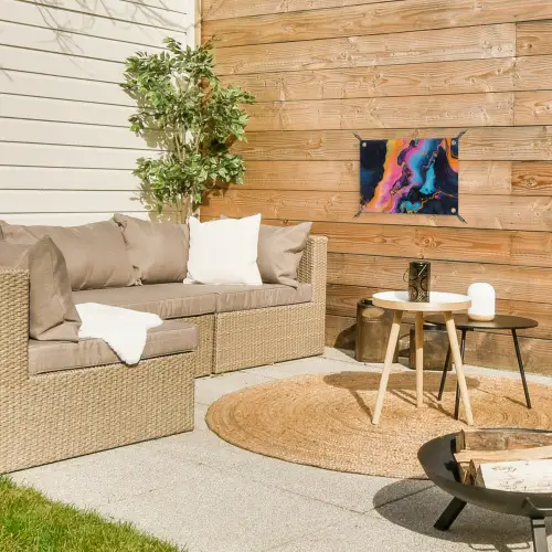 Modern - Marmer - Oranje tuinposter los doek klein -sfeer4