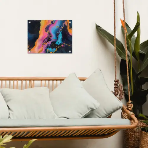 Modern - Marmer - Oranje tuinposter los doek klein -sfeer7