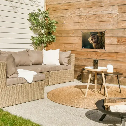 Aap - Boomstronk - Bruin tuinposter los doek klein -sfeer4