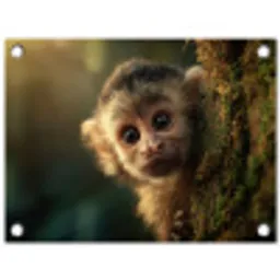 Aap - Boomstronk - Bruin tuinposter los doek klein -3d