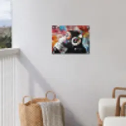 Aap met Koptelefoon tuinposter los doek klein -sfeer8