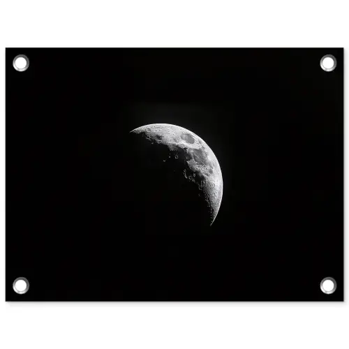 Maan - Hemel - Zwart - Schaduw tuinposter los doek klein -3d