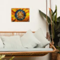 Mozaïek - Zon - Geel - Cirkel tuinposter los doek klein -sfeer7