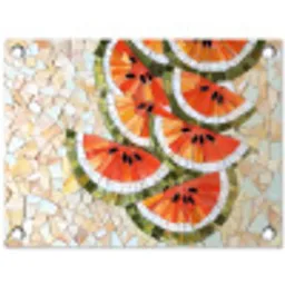 Mozaïek - Watermeloen - Rood - Pitten tuinposter los doek klein -3d