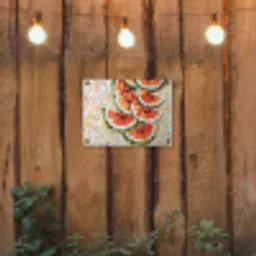 Mozaïek - Watermeloen - Rood - Pitten tuinposter los doek klein -sfeer1