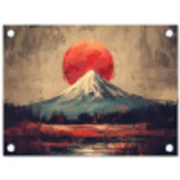 Bergtop - Sneeuw - Zon tuinposter los doek klein -3d