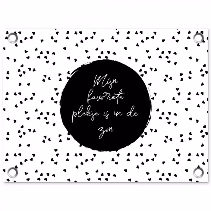 Mijn favoriete plekje is in de zon - Tekst - Zon - Zomer - Quotes tuinposter los doek klein -3d
