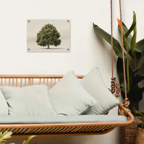 Eikenboom - Groen - Lichte achtergrond tuinposter los doek klein -sfeer7