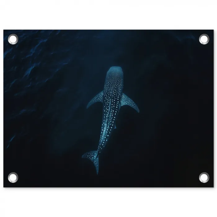 Oceaan - Walvishaai - Donkerblauw - Vlekken tuinposter los doek klein -3d