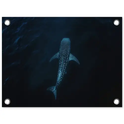 Oceaan - Walvishaai - Donkerblauw - Vlekken tuinposter los doek klein -3d