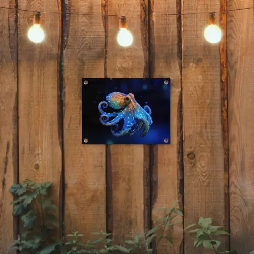 Octopus - Stippen - Blauw - Zee tuinposter los doek klein -sfeer1