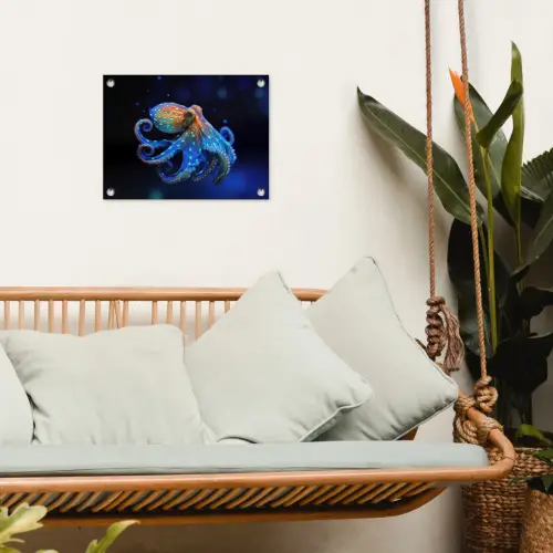 Octopus - Stippen - Blauw - Zee tuinposter los doek klein -sfeer7