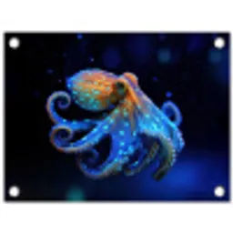 Octopus - Stippen - Blauw - Zee tuinposter los doek klein -3d