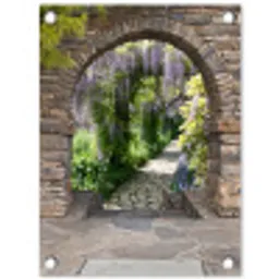 Oude deuren naar een tuinpad tuinposter los doek klein -3d