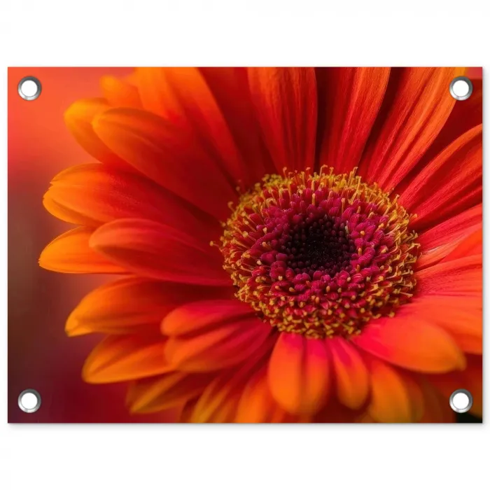 Oranje - Gerbera - Intens tuinposter los doek klein -3d