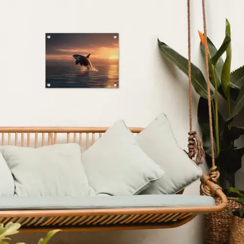 Orka - Zee - Zonsondergang tuinposter los doek klein -sfeer7
