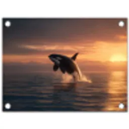 Orka - Zee - Zonsondergang tuinposter los doek klein -3d