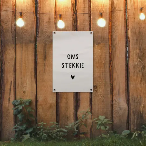 onsstekkie-beige tuinposter los doek klein -sfeer1