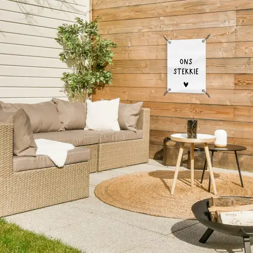 Ons stekkie - Spreuken - Quotes tuinposter los doek klein -sfeer4