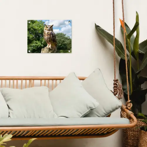 Uil - Boomstronk - Bos - Lucht tuinposter los doek klein -sfeer7
