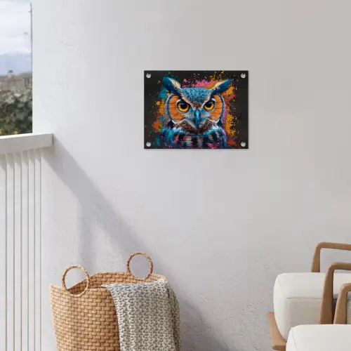 Uil met Intense Blik tuinposter los doek klein -sfeer8