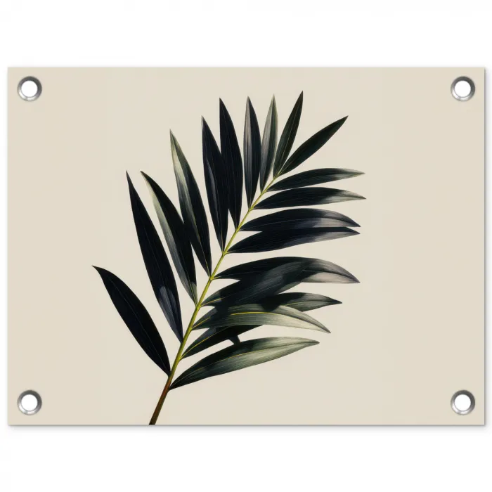 Palmblad - Subtiel - Groen - beige tuinposter los doek klein -3d