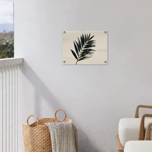 Palmblad - Subtiel - Groen - beige tuinposter los doek klein -sfeer8
